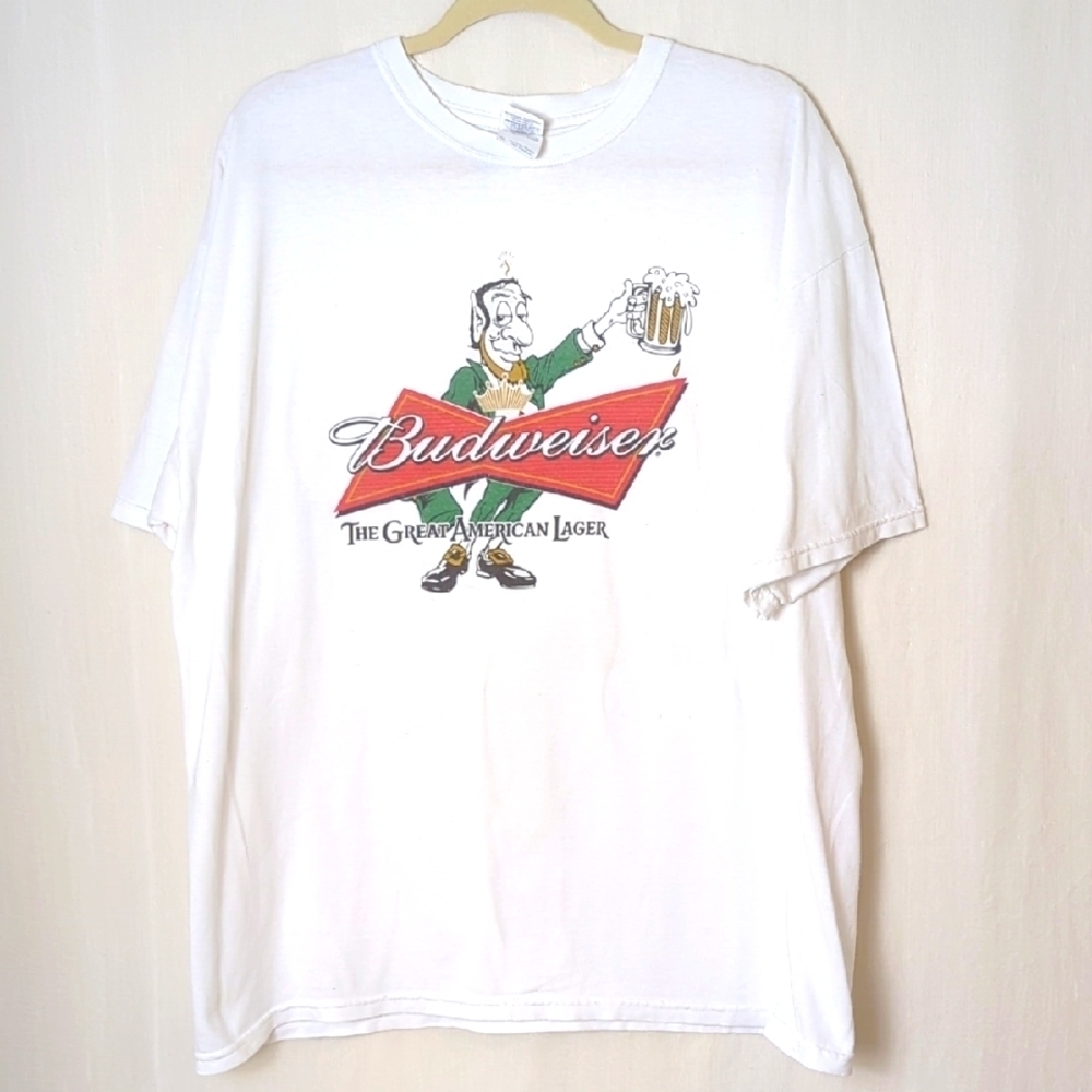 Budweiser Vintage White Graphic T-Shirt for Men XL